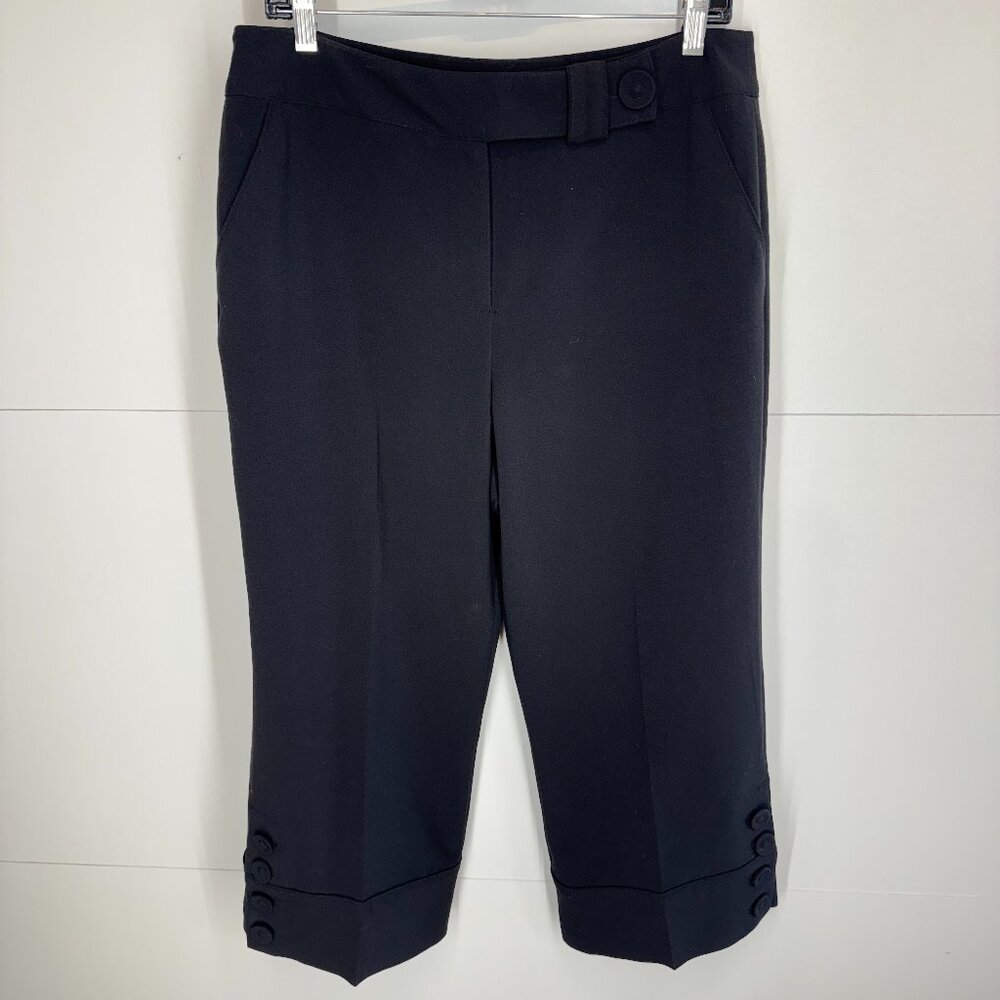 Larry Levine Black Crop Pants with Button Details - Picture 3 of 12